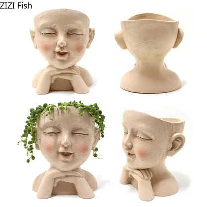 Pot de culture de plantes succulentes Statue de personnage Stockage