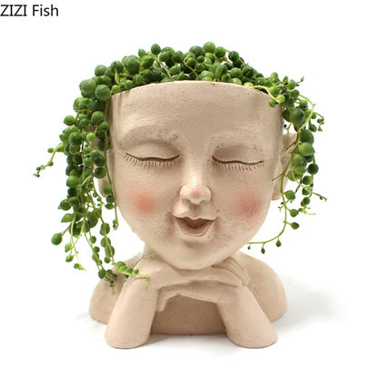 Pot de culture de plantes succulentes Statue de personnage Stockage