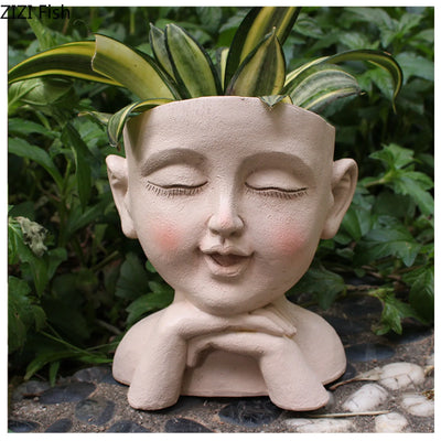Succulent Plant Cultivation Pot Character Statue Storage
