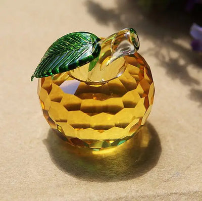 Romantic 80mm 3D Gold K9 Crystal Apple Valent's Day Best LOVE Gift Rare Good Quartz Glass Artificial Festival Figurines Lovely