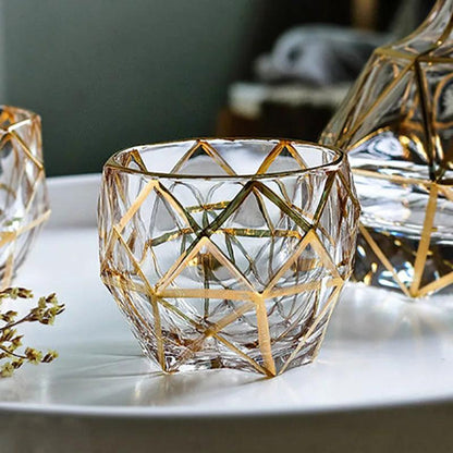 Crystal Gold Accent Tumbler: Luxury Meets Functionality -  Experience the Old World Charm