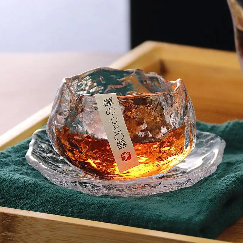Japanese Snow Glass Tea Cup Tea Mat Pad Small Tea Cup Arabic Coffee Cup Heat-resistant Glazed Tea Cup Wine Cup Kung Fu tea set
