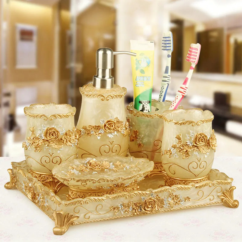 romantic floral

resin romantic flower luxury bathroom accessories

flower European style bathroom set

floral bathroom setluxury bathroom supplies

antique

resin

floral

soap dispenser

toothbrush holder

mouthwash cup