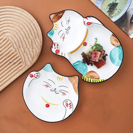 Cartoon Cat Baby Ceramic Plate - Make Mealtime More Fun With this Adorable Cat-Themed Ceramic plate