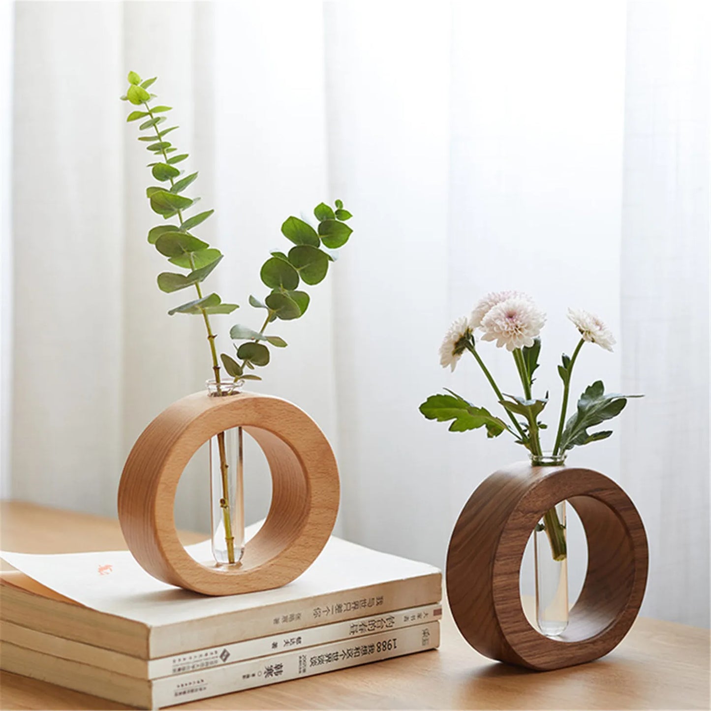 Wooden Hydroponic Flower Pot Home Vase Decor Transparent Imitation Glass Soilless Plant Pots Green Plant Pot For Home Decoration