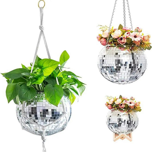 Planter Globe Shaped Hanging Basket Vase:  A Touch of Glam for your Home