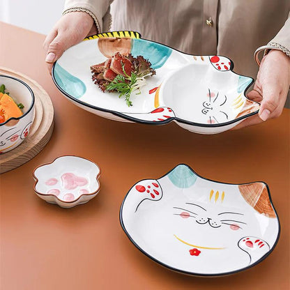 Cartoon Cat Baby Ceramic Plate - Make Mealtime More Fun With this Adorable Cat-Themed Ceramic plate