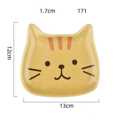 Adorable Cat Face Ceramic Plate: Perfect for Kids' Meals and Snacks