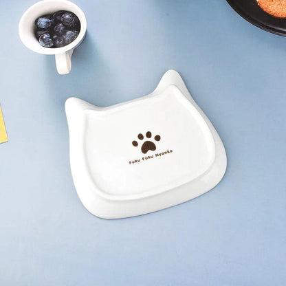 Adorable Cat Face Ceramic Plate: Perfect for Kids' Meals and Snacks