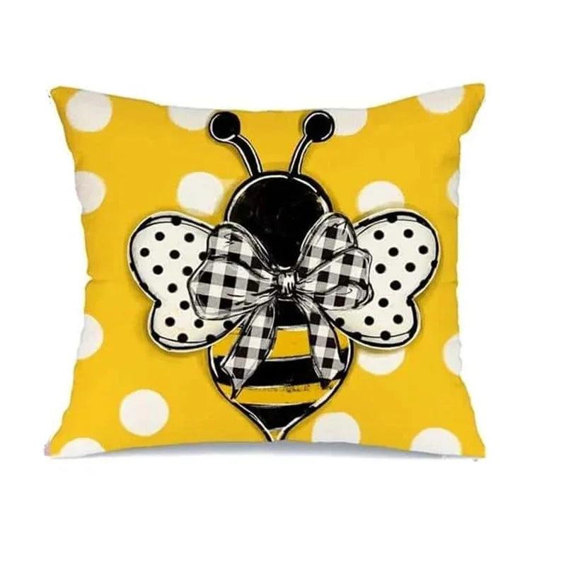 Bee & Letter Graphic Cushion Cover: A little Bit of Fun for Your Living Space.