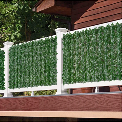 Artificial Hedge Green Leaf Fence Panels Faux Privacy