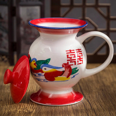 Funny Mug Spittoon Nostalgic Old-fashioned Enamel Cup Ceramic Water Coffee Cup Home Mug Birthday Wedding Companion Gift