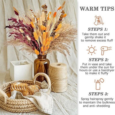 Natural Dried Pampas Grass Bouquet Home Decoration Thanksgiving Autumn Harvest Wedding Flower Arrangement Party Decoration Boho