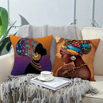 African American Woman Square Cushion Cover