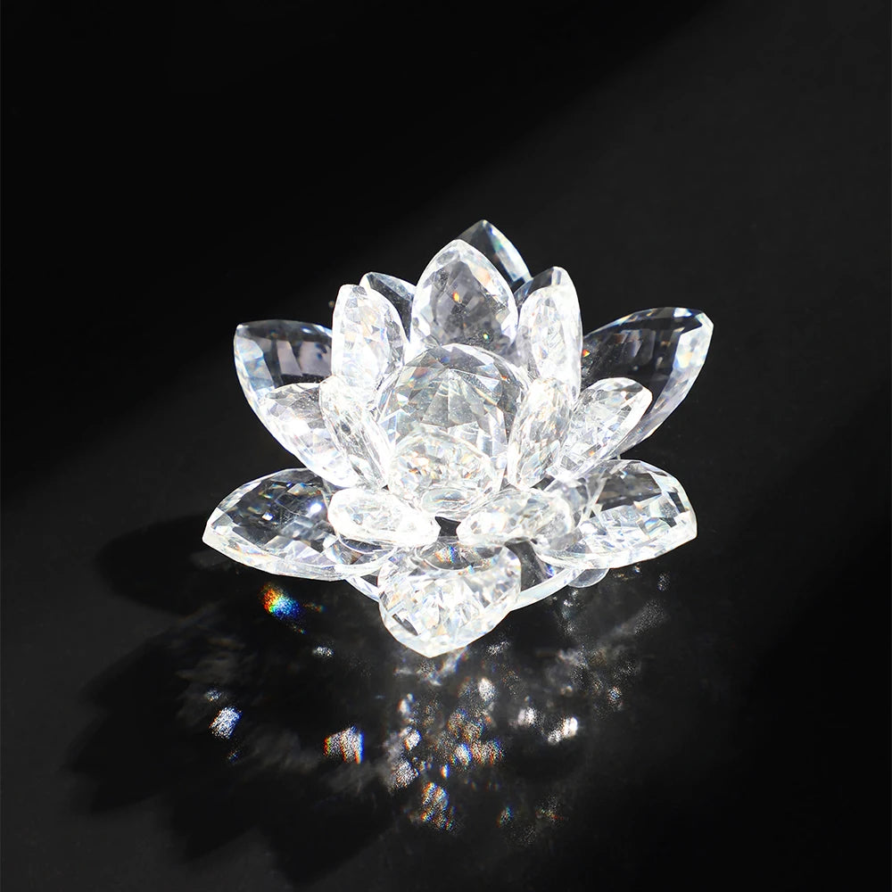 70mm Crystal Lotus Glass Paperweight Room Decor Flower Ornaments Carved Crafts Sculpture Living Room Home Decor Feng Shui