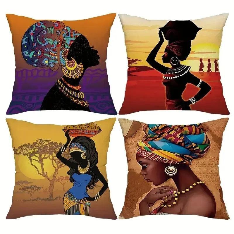 African American Woman Square Cushion Cover