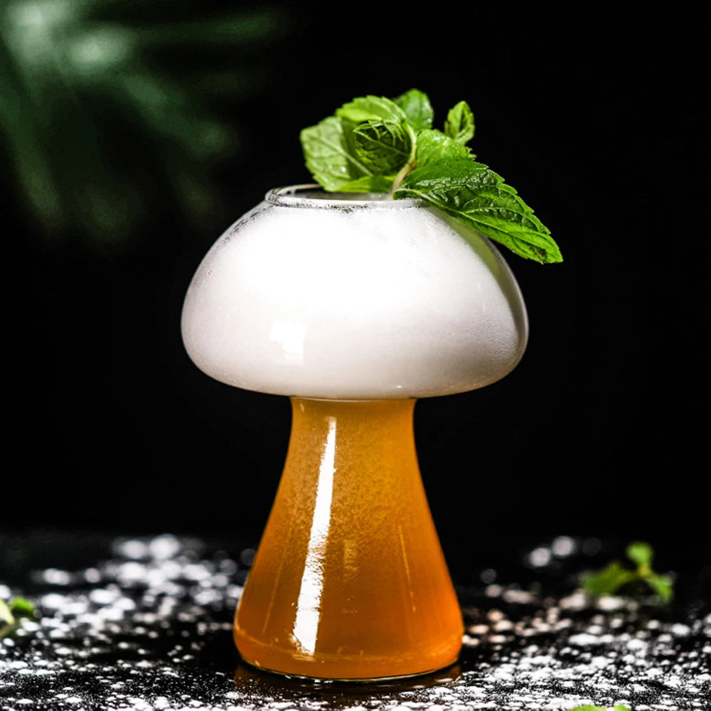 Cute Mushroom Cocktail Glass Cup Clear Wine Beer Glasses Heat Resistant Milk Coffee Mug Breakfast Cup Drinkware Bar Shot Glasses