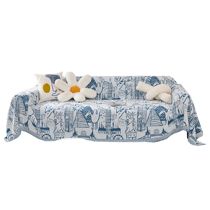 Serviette de canapé Couverture complète Tissu Inse Style nordique Coussin de canapé Couverture de camping Housse de canapé universelle toutes saisons