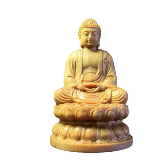 "Sun Buddha Cypress Wood Carving: A Homage to Ancient Serenity"