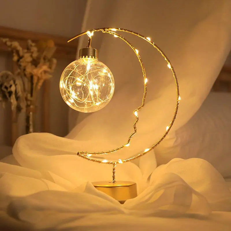 Lámpara de decoración romántica con forma de luna y estrella de amor para dormitorio de niños