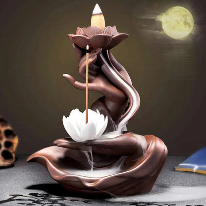 Creative Incense Burner Backflow Censer Incense Stove Zen Buddhist Hand Ceramic Purple Sand Lotus Dragon Home Decor Accessories