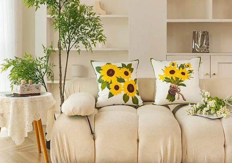 Sunflower Dreams Pillow Cover:  - Soft, Stylish, and Sustainable.