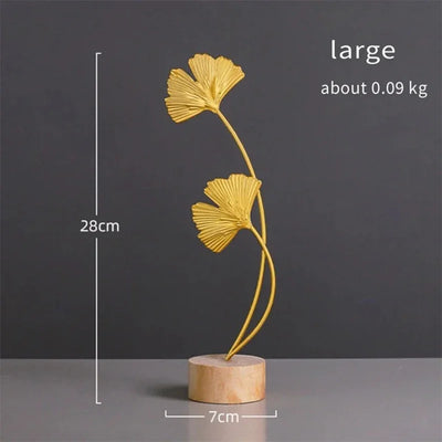 Nordic Gold Ginkgo Leaf Crafts Leaves Sculpture Luxury Living Room Decor Home Decoration Accessories Office Desktop Ornaments