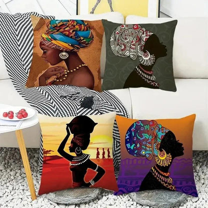 African American Woman Square Cushion Cover