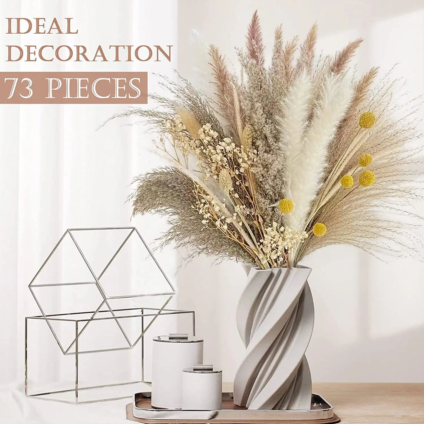 73Piece Natural Dried Flowers Pampas Pampas Grass Home Decor Decoration Artificial Reed Flower Stems Boho Arrangements