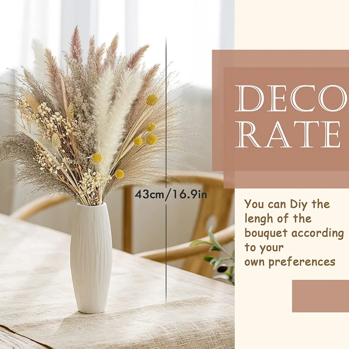 73Piece Natural Dried Flowers Pampas Pampas Grass Home Decor Decoration Artificial Reed Flower Stems Boho Arrangements