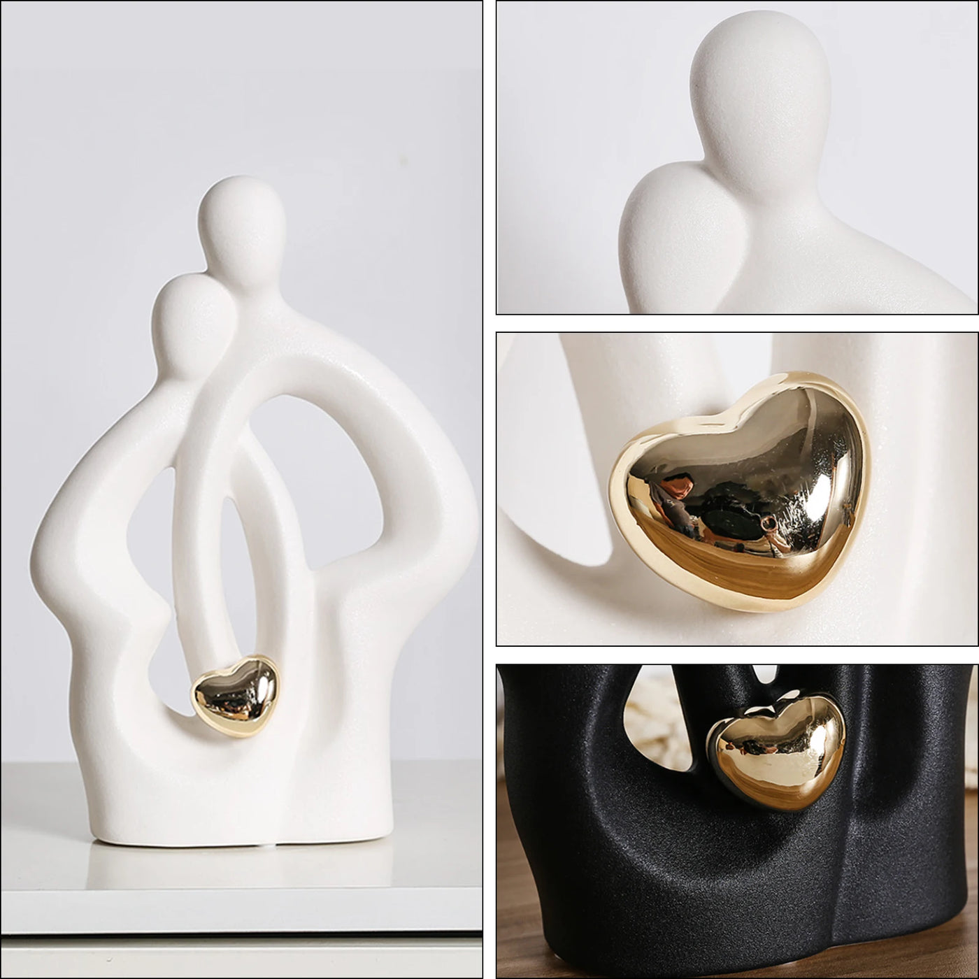 Ceramic Couple Sculpture Modern Light Luxury Home Decor