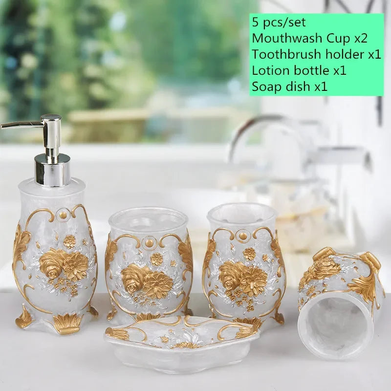 romantic floral

resin romantic flower luxury bathroom accessories

flower European style bathroom set

floral bathroom setluxury bathroom supplies

antique

resin

floral

soap dispenser

toothbrush holder

mouthwash cup