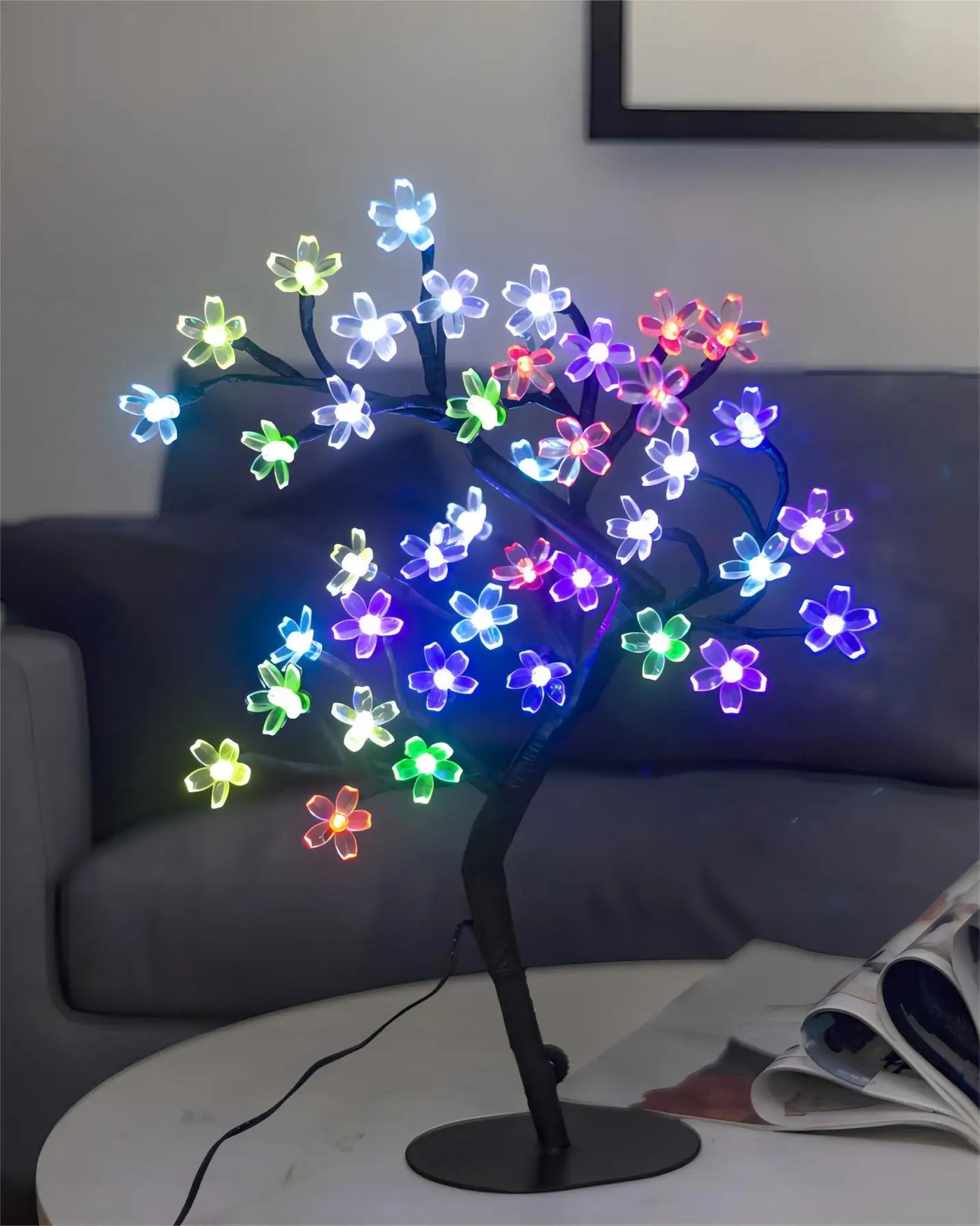 Lighted Tabletop Artificial Flower Bonsai Tree Lamp USB Powered
