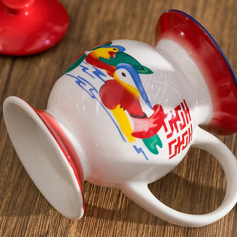 Funny Mug Spittoon Nostalgic Old-fashioned Enamel Cup Ceramic Water Coffee Cup Home Mug Birthday Wedding Companion Gift
