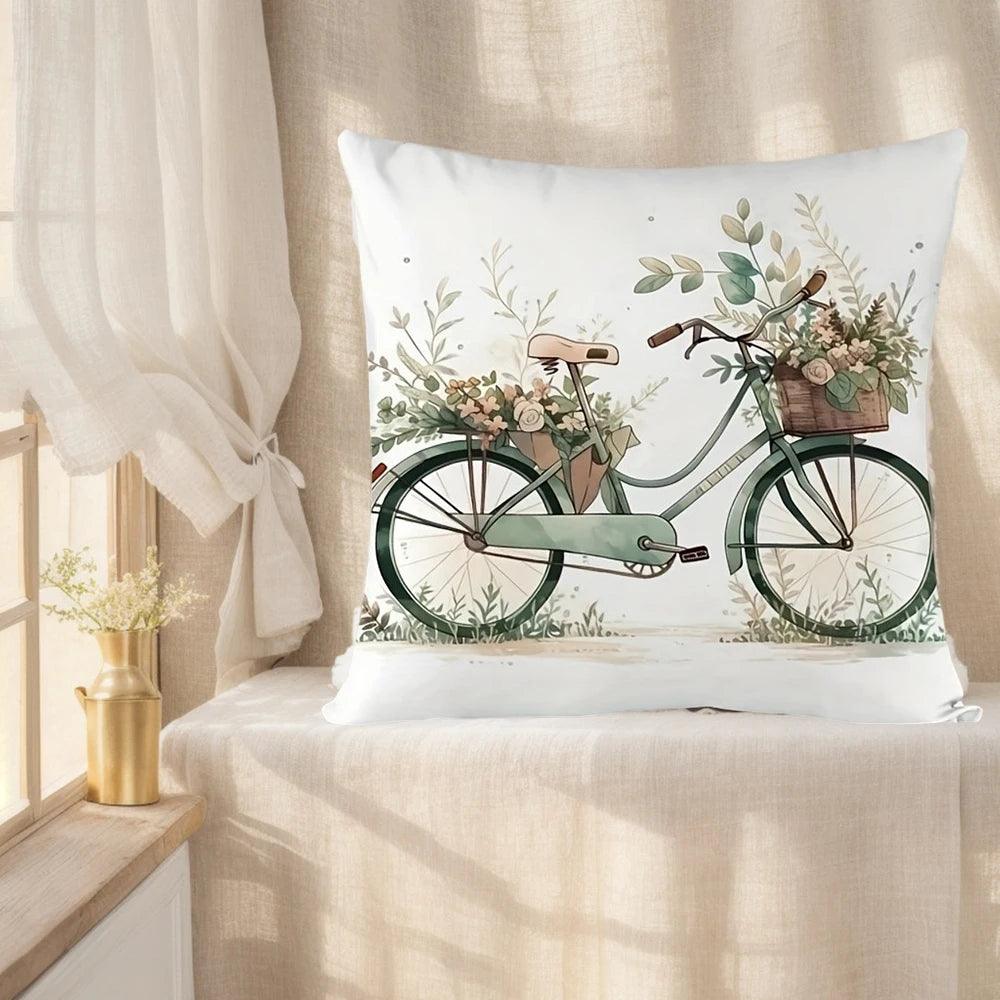 Bicycle Pattern Throw Pillow Cover: Bring the Outdoors in With this Stylish Pillow Cover