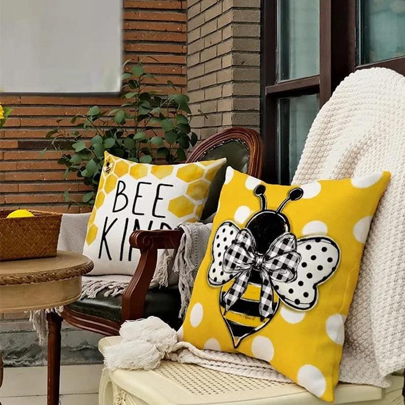 Bee & Letter Graphic Cushion Cover: A little Bit of Fun for Your Living Space.