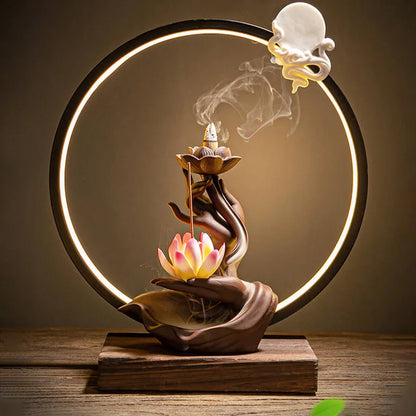 Creative Incense Burner Backflow Censer Incense Stove Zen Buddhist Hand Ceramic Purple Sand Lotus Dragon Home Decor Accessories