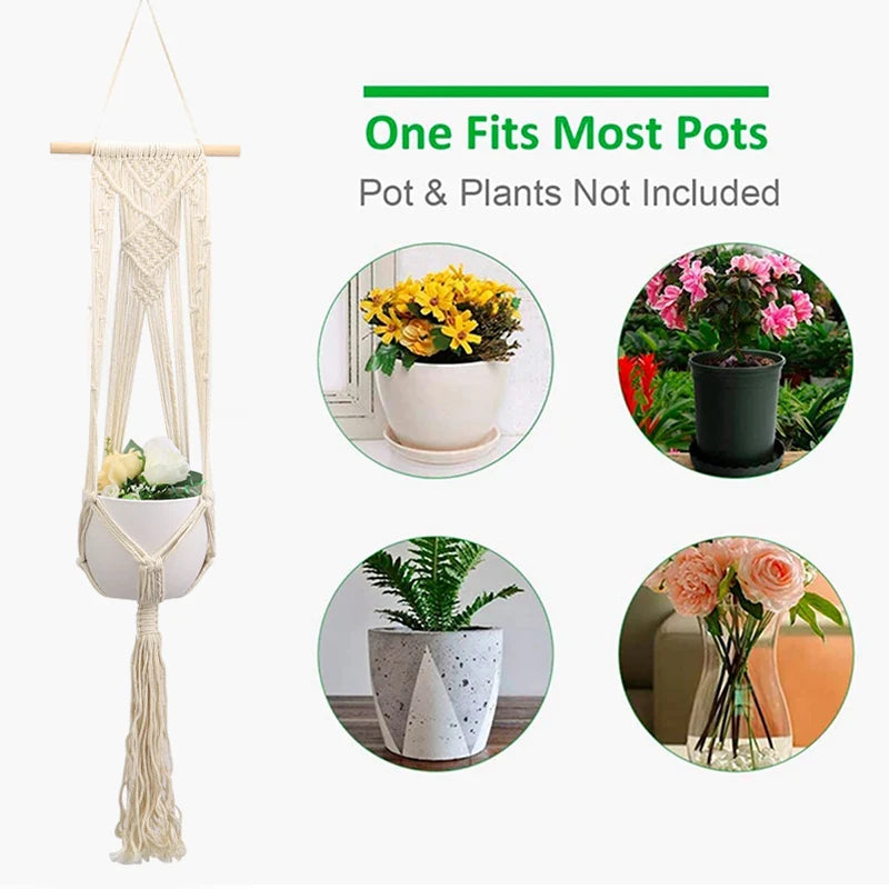 Macrame Handmade Plant Hanger Baskets Flower Pots