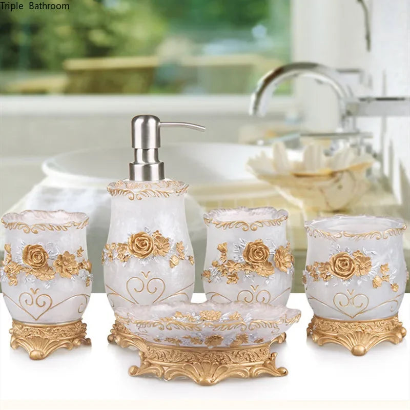 romantic floral

resin romantic flower luxury bathroom accessories

flower European style bathroom set

floral bathroom setluxury bathroom supplies

antique

resin

floral

soap dispenser

toothbrush holder

mouthwash cup