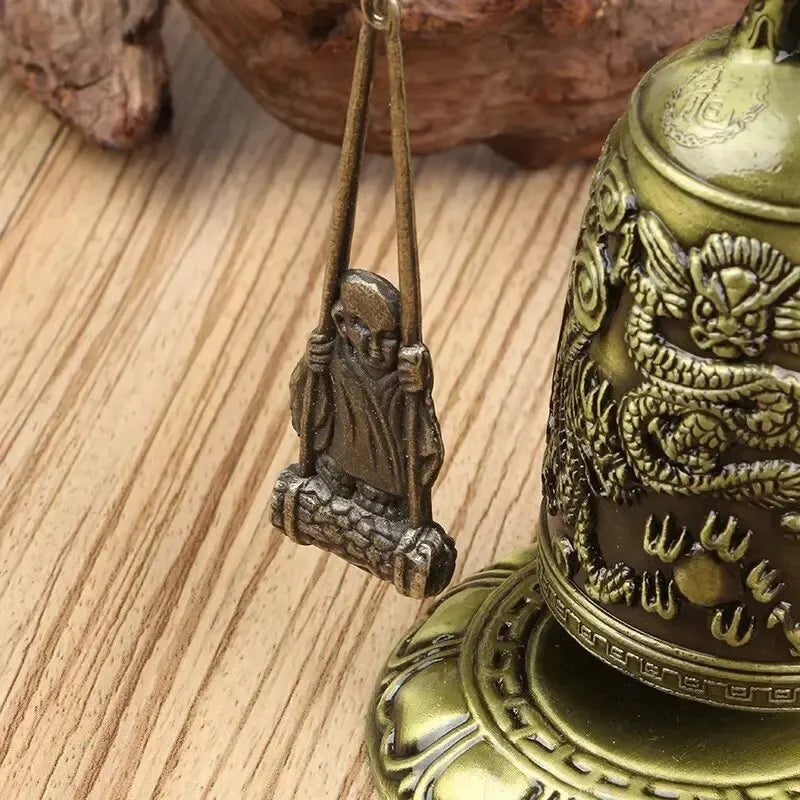 Good Luck Feng Shui Ornament Home Decoration Figurines New Metal Bell Carved Dragon Buddhist Clock