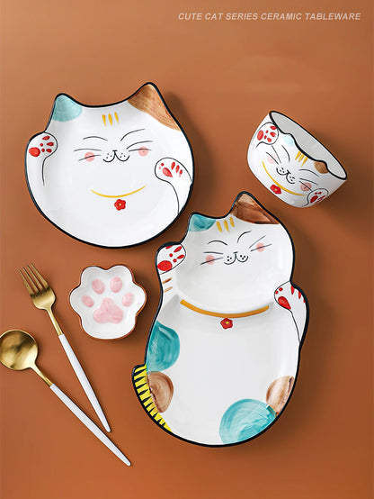 Cartoon Cat Baby Ceramic Plate - Make Mealtime More Fun With this Adorable Cat-Themed Ceramic plate