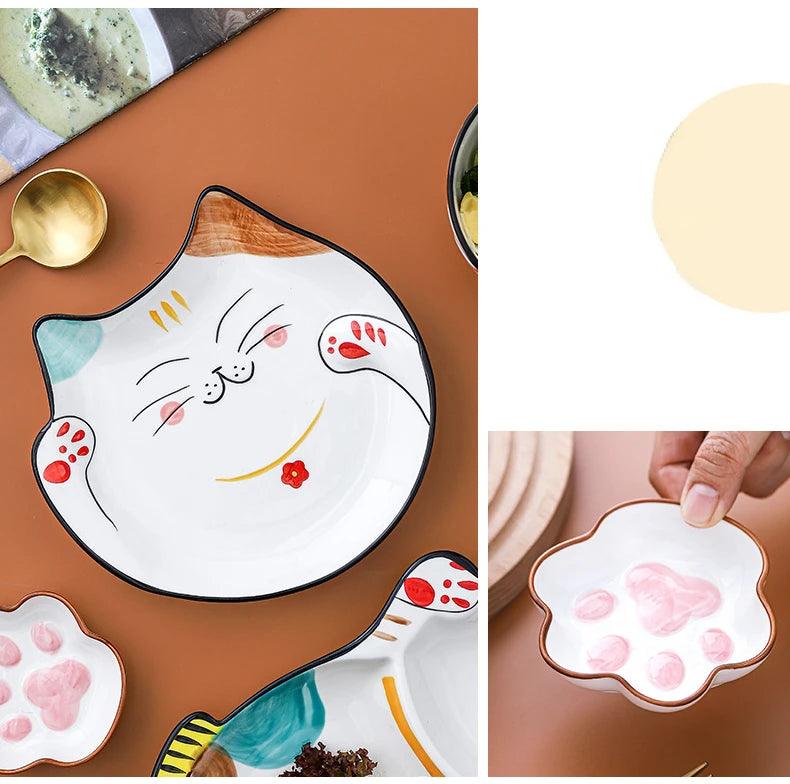 Cartoon Cat Baby Ceramic Plate - Make Mealtime More Fun With this Adorable Cat-Themed Ceramic plate