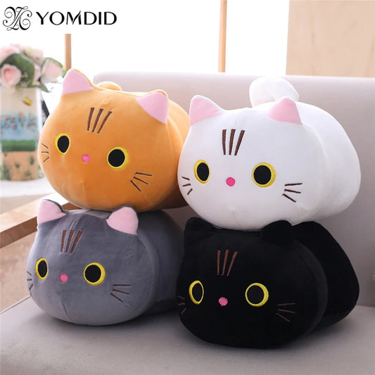 YOMDID 25/35/50cm Lindo Gato Suave Almohada de Peluche Cojín de Sofá Juguete Kawaii Muñeco de Peluche de Animal de Dibujos Animados para Niños Almohadas para Niños