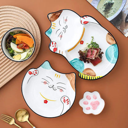 Cartoon Cat Baby Ceramic Plate - Make Mealtime More Fun With this Adorable Cat-Themed Ceramic plate