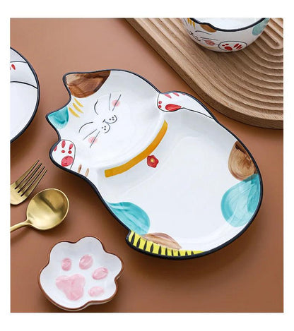 Cartoon Cat Baby Ceramic Plate - Make Mealtime More Fun With this Adorable Cat-Themed Ceramic plate