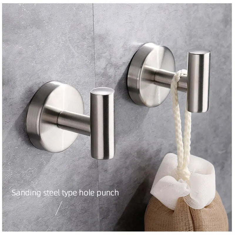 Gancho adhesivo de acero inoxidable para batas, gancho para toallas de pared para baño, cocina, garaje, herrajes resistentes para cocina montados en la pared