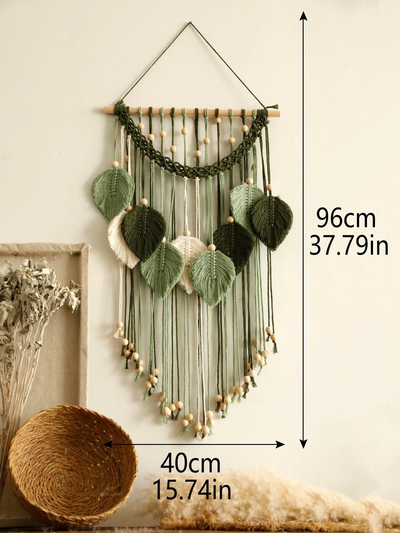 Macrame Wall Hanging: Sage Green Leaf Tapestry