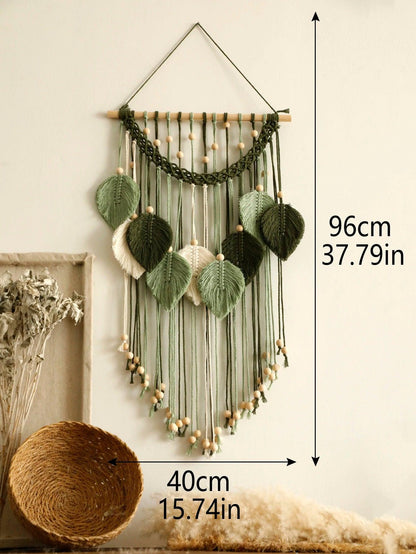 Macrame Wall Hanging: Sage Green Leaf Tapestry