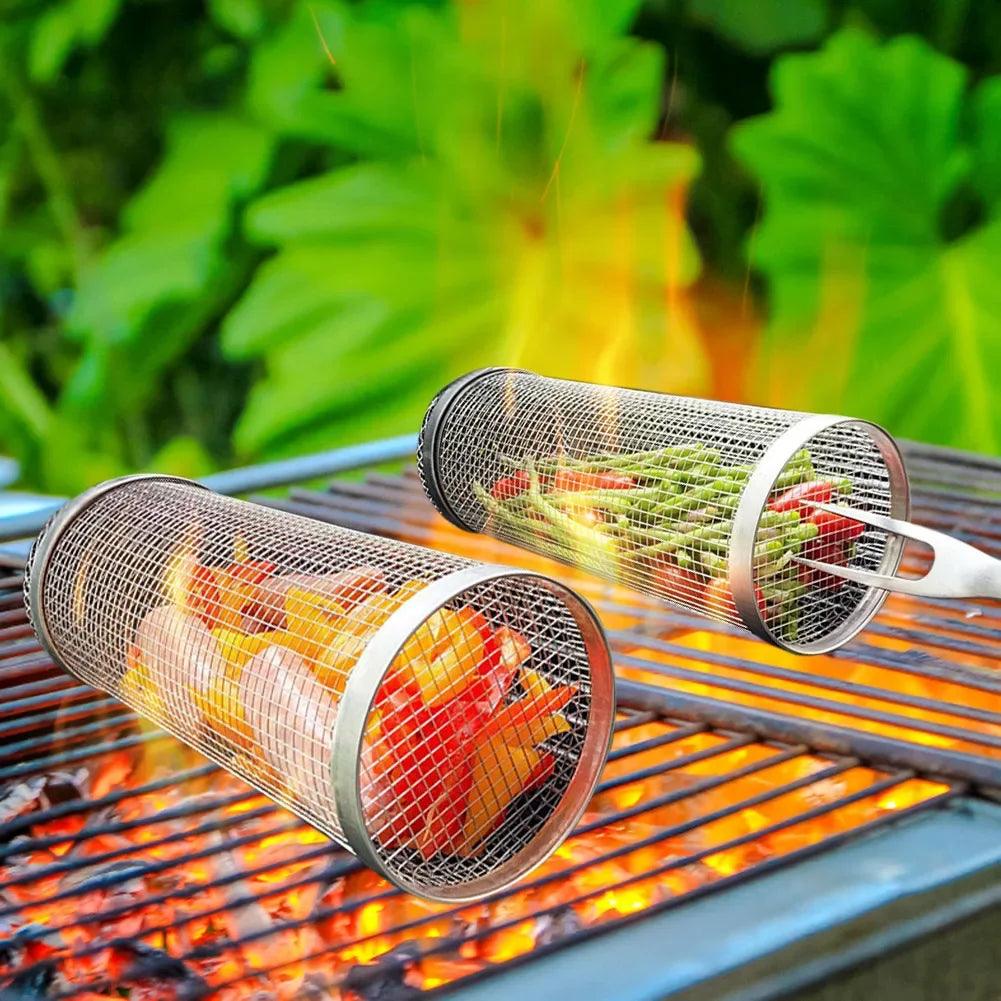 Rolling Grilling BBQ Basket Stainless Steel