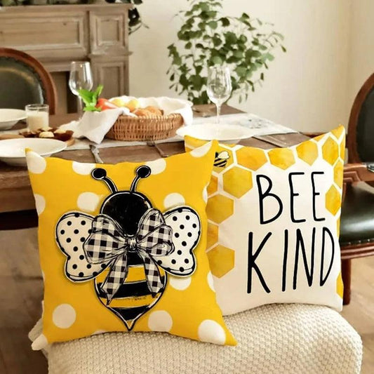 Bee & Letter Graphic Cushion Cover: A little Bit of Fun for Your Living Space.